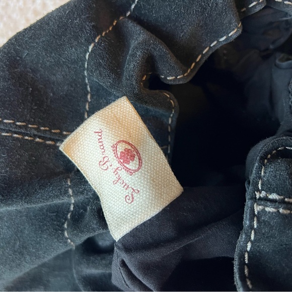 Vintage Lucky Brand Black Suede Leather Hobo Bag Purse 90s/Y2k fringe tassels - Picture 7 of 12